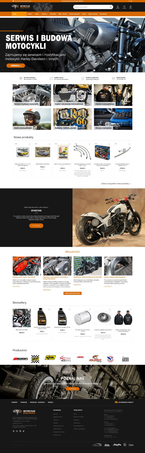 Sklep internetowy dla sprzedawcy akcesoriów motocyklowych