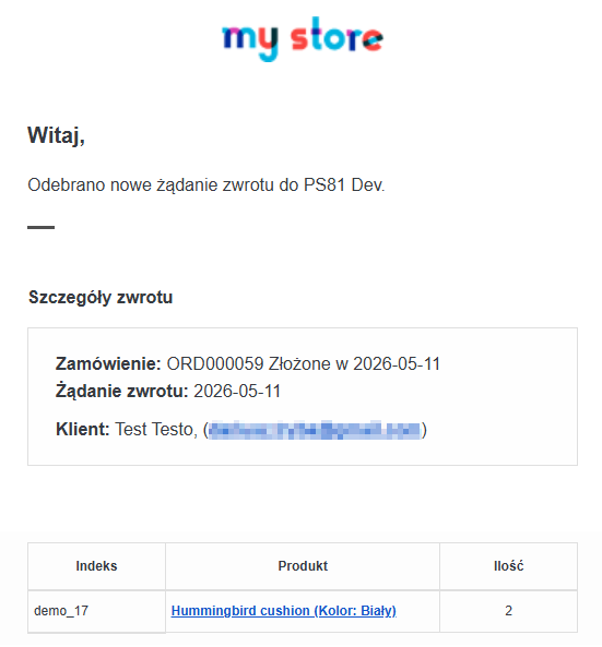 Potwierdzenie zwrotu