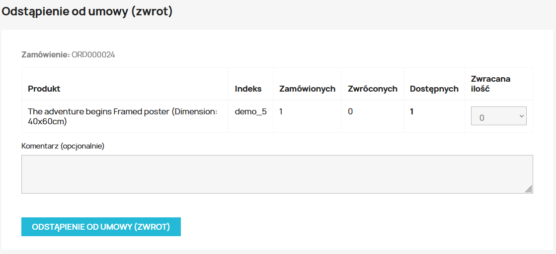 Formularz odstąpienia od umowy